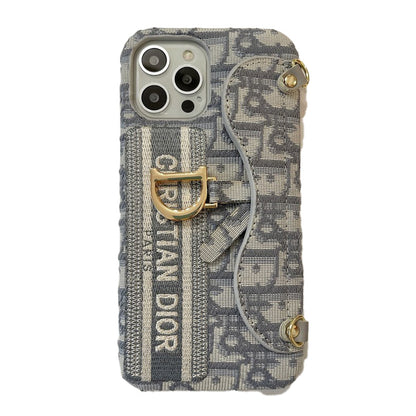 Geantă pentru carduri din material textil negru și gri Husă pentru iPhone