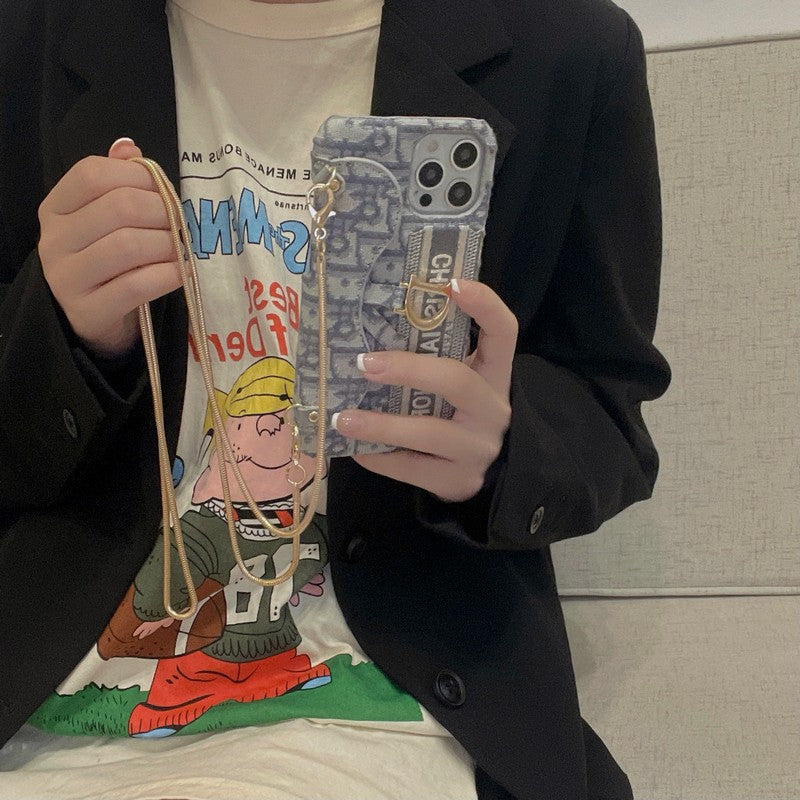 Geantă pentru carduri din material textil negru și gri Husă pentru iPhone