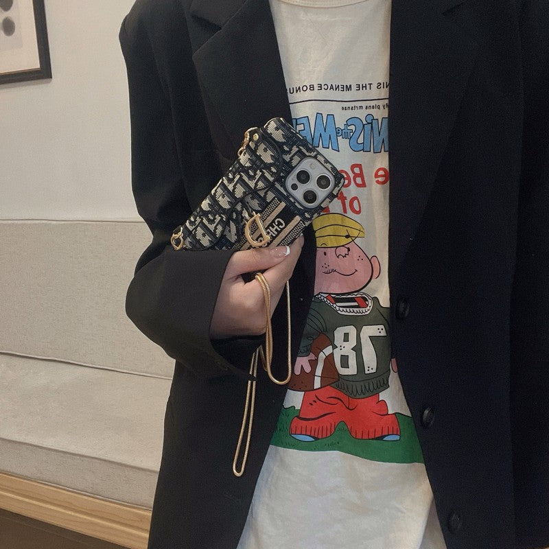 Geantă pentru carduri din material textil negru și gri Husă pentru iPhone