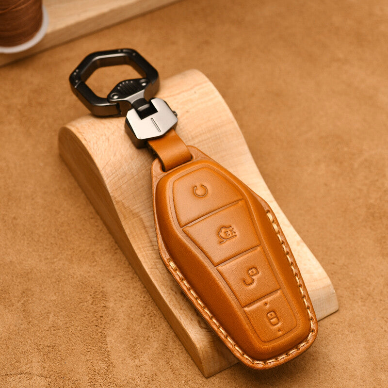 Luxury Leather Car Key Case Cover Fob Shell for BYD