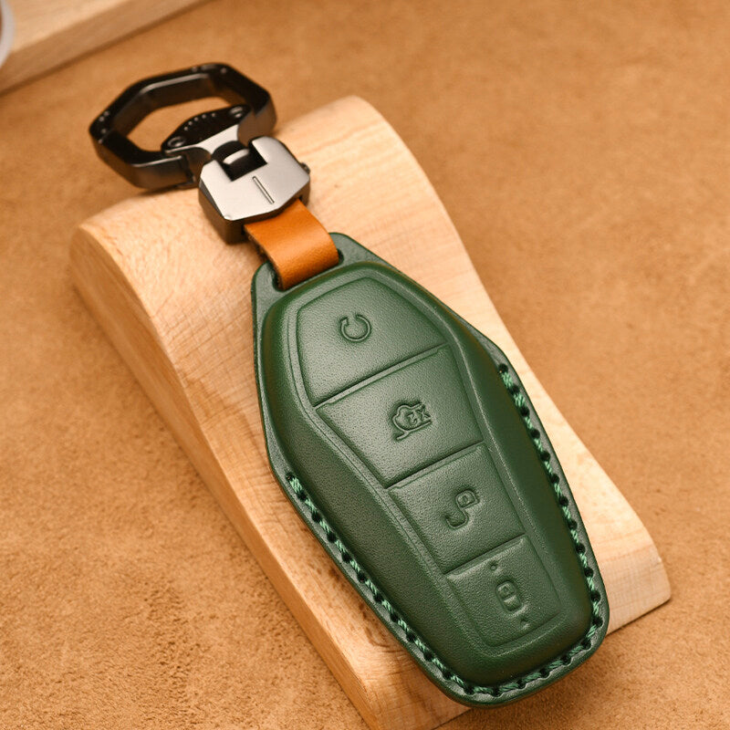 Luxury Leather Car Key Case Cover Fob Shell for BYD