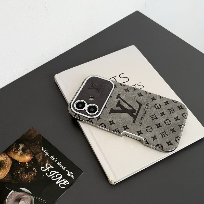 Luxus barna és fekete színű bőr iPhone tok
