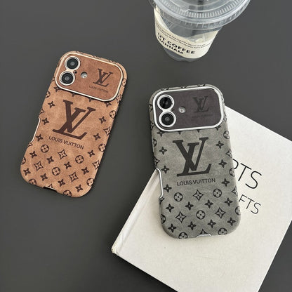 Luxus barna és fekete színű bőr iPhone tok