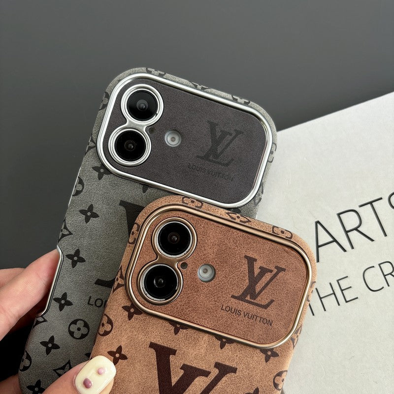 Luxus barna és fekete színű bőr iPhone tok