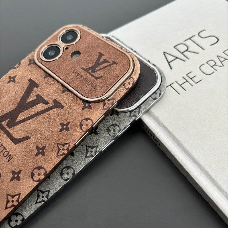 Luxus barna és fekete színű bőr iPhone tok