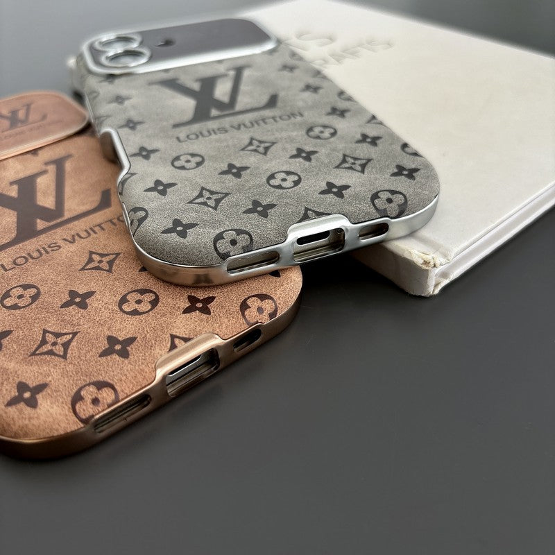 Luxus barna és fekete színű bőr iPhone tok