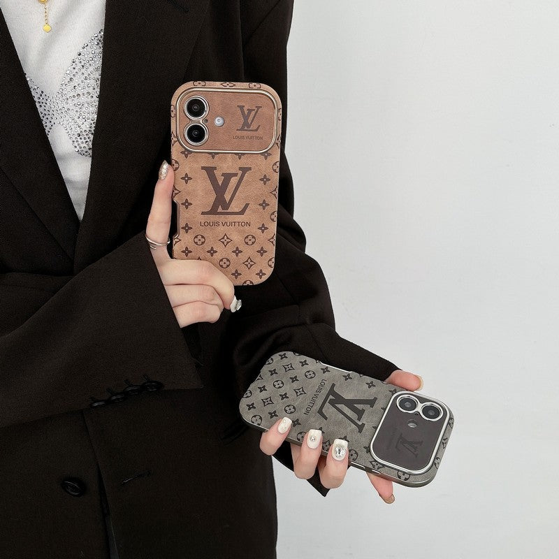 Luxus barna és fekete színű bőr iPhone tok
