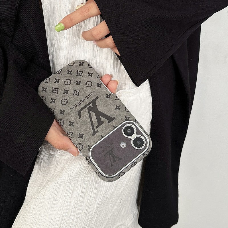 Luxus barna és fekete színű bőr iPhone tok